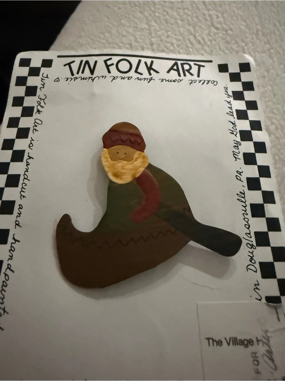 Hand-Painted Woman Brooch - Olive, Brown & Maroon